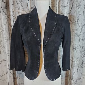 Spiegal, Black Suede Blazer, Sz 4, 3/4 sleeve